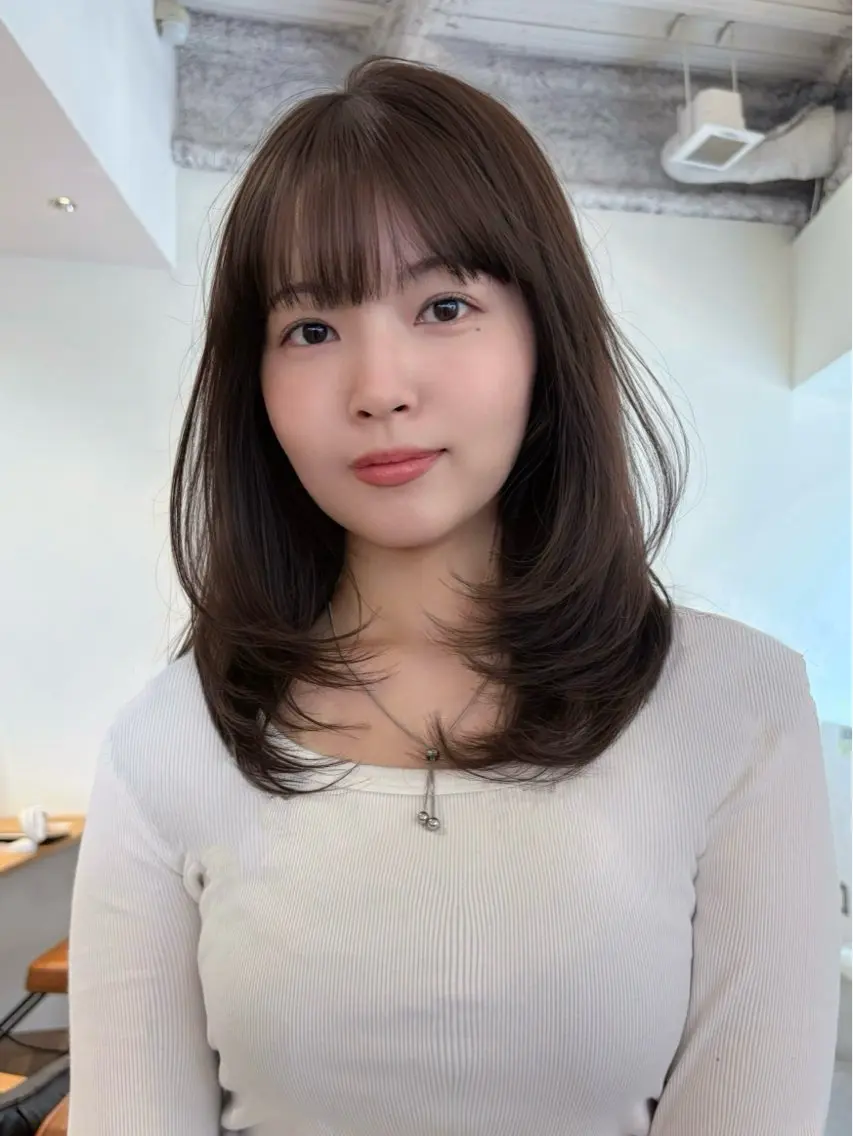 ミディアム レイヤーカット カット ヘアカラー トリートメント ボブ/レイヤー 大阪梅田/きょうかのヘアスタイル