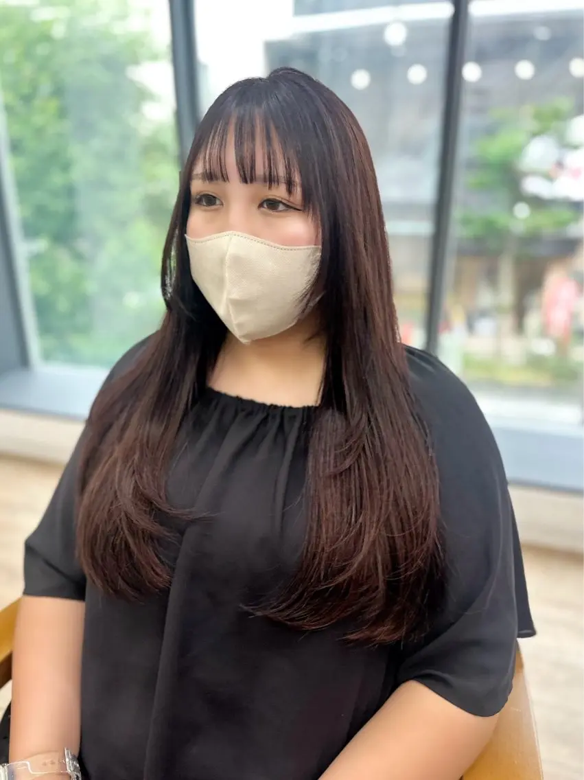 ロング カラー パーマ ヘアアレンジ メンズ キッズ レイヤーカット／ 巻ける縮毛矯正のヘアスタイル