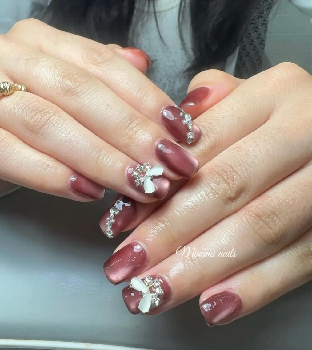 ネイル アートネイル オーロラネイル ガーリー キラキラネイル 韓国ネイル ハンドネイル Minami Nailsのネイルデザイン