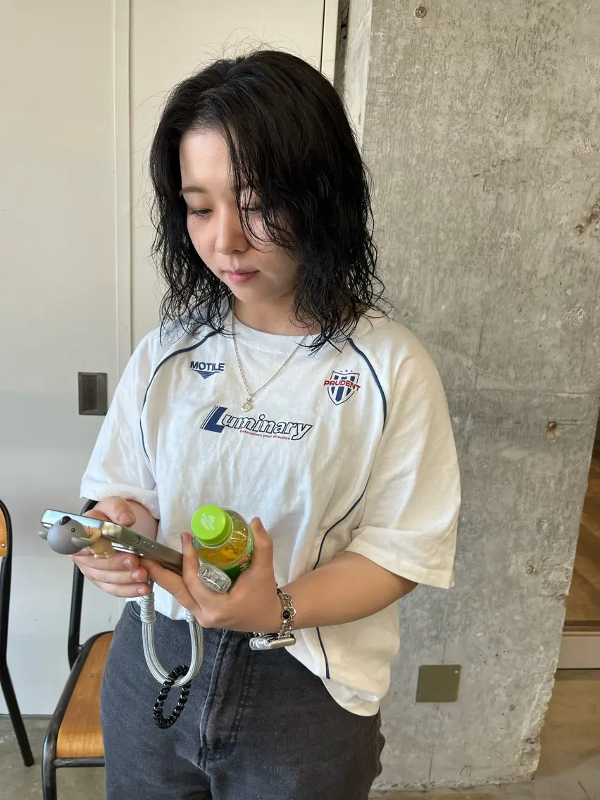 ミディアム カラー パーマ ミディアムパーマ カット ヘアカラー パーマ 小木曽智美 /ボブ/ショートのヘアスタイル