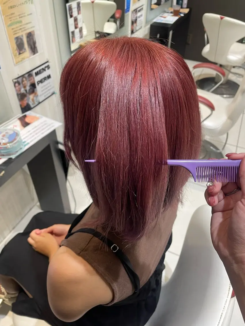 ミディアム カラー ピンクカラー ヘアカラー トリートメント 💞暖色カラー 💞risaのヘアスタイル