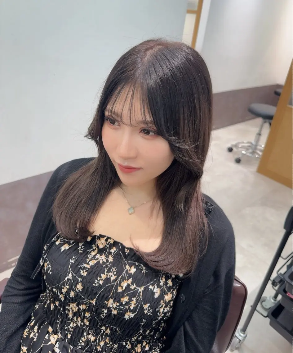 ミディアム ヘアカラー トリートメント 顔周りレイヤー/新宿 /モテ艶カラー/航介のヘアスタイル
