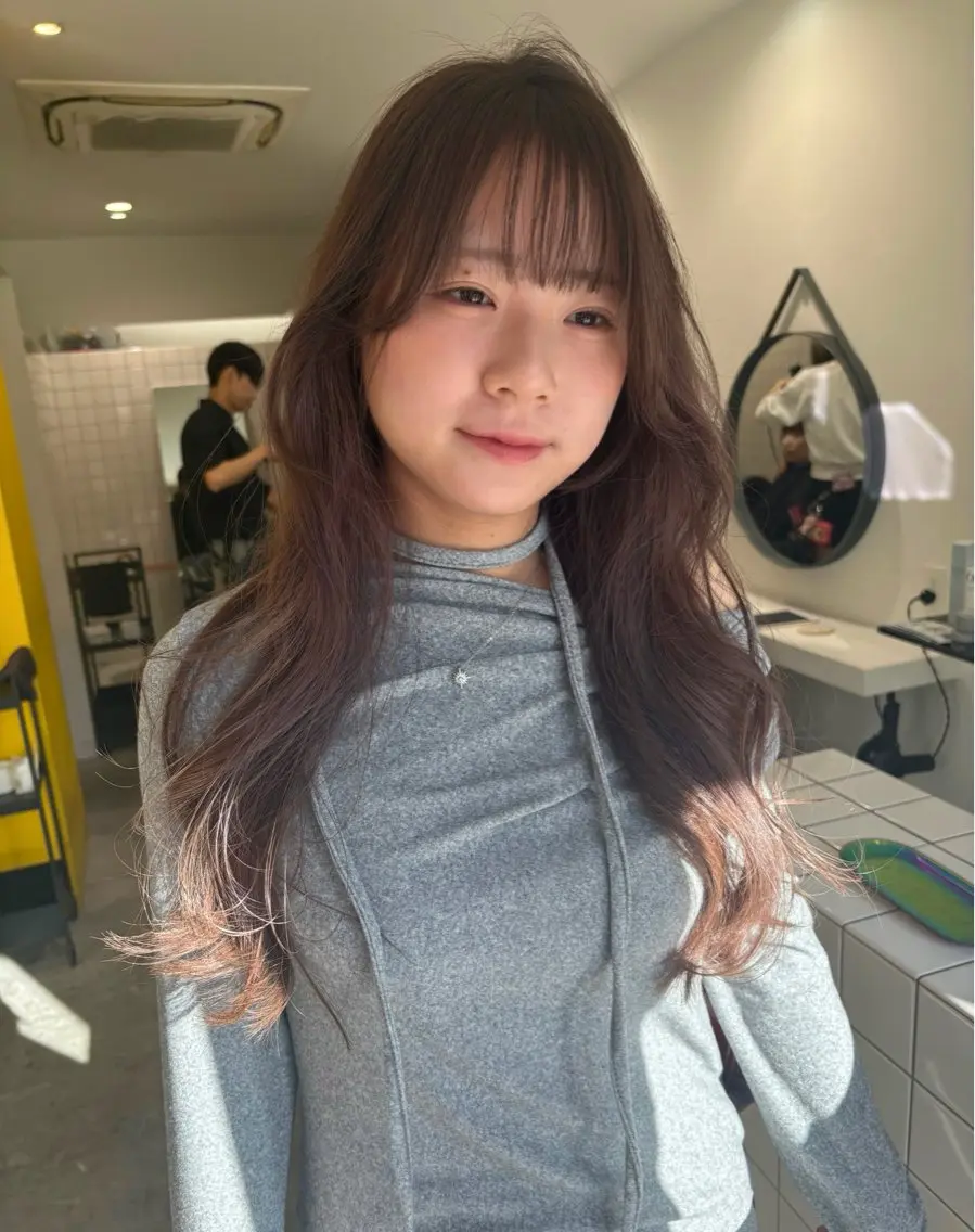ロング カラー ベージュカラー ブリーチ ケアブリーチ 透明感カラー グレージュ カット ヘアカラー トリートメント kanami/ 中崎町美容室のヘアスタイル