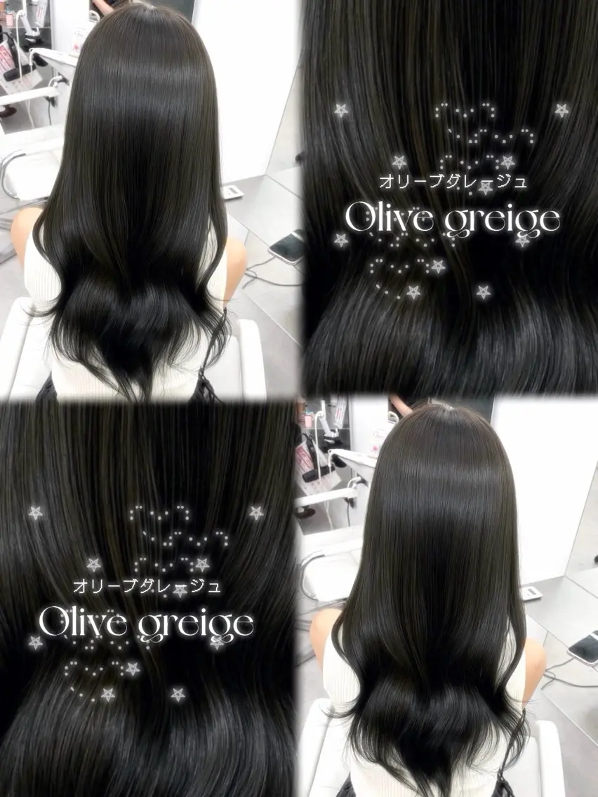 ロング カラー ブリーチ 透明感カラー グレージュ ブリーチなしカラー オリーブグレージュ ヘアカラー トリートメント 池袋透明感カラー💞 りりぃ🎀のヘアスタイル