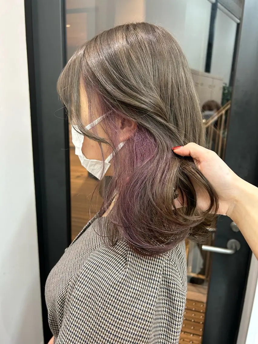 セミロング カラー ヘアカラー トリートメント 🤡暖色ウルフ 🤡みさきのヘアスタイル