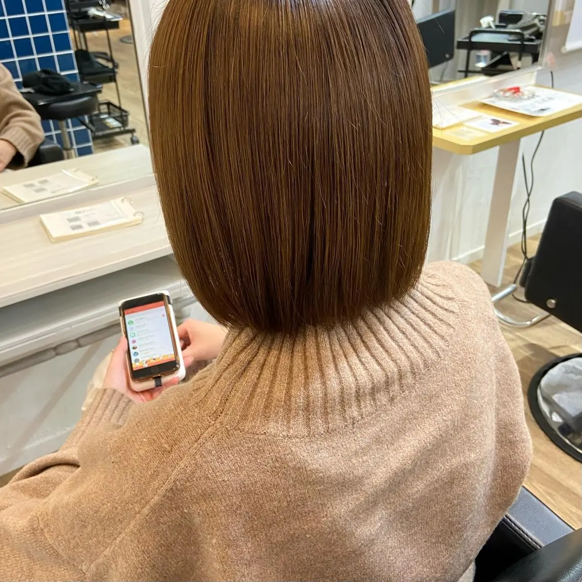 ミディアム ボブ ハイライト 髪質改善 mai 🎀 / 梅田美容室のヘアスタイル