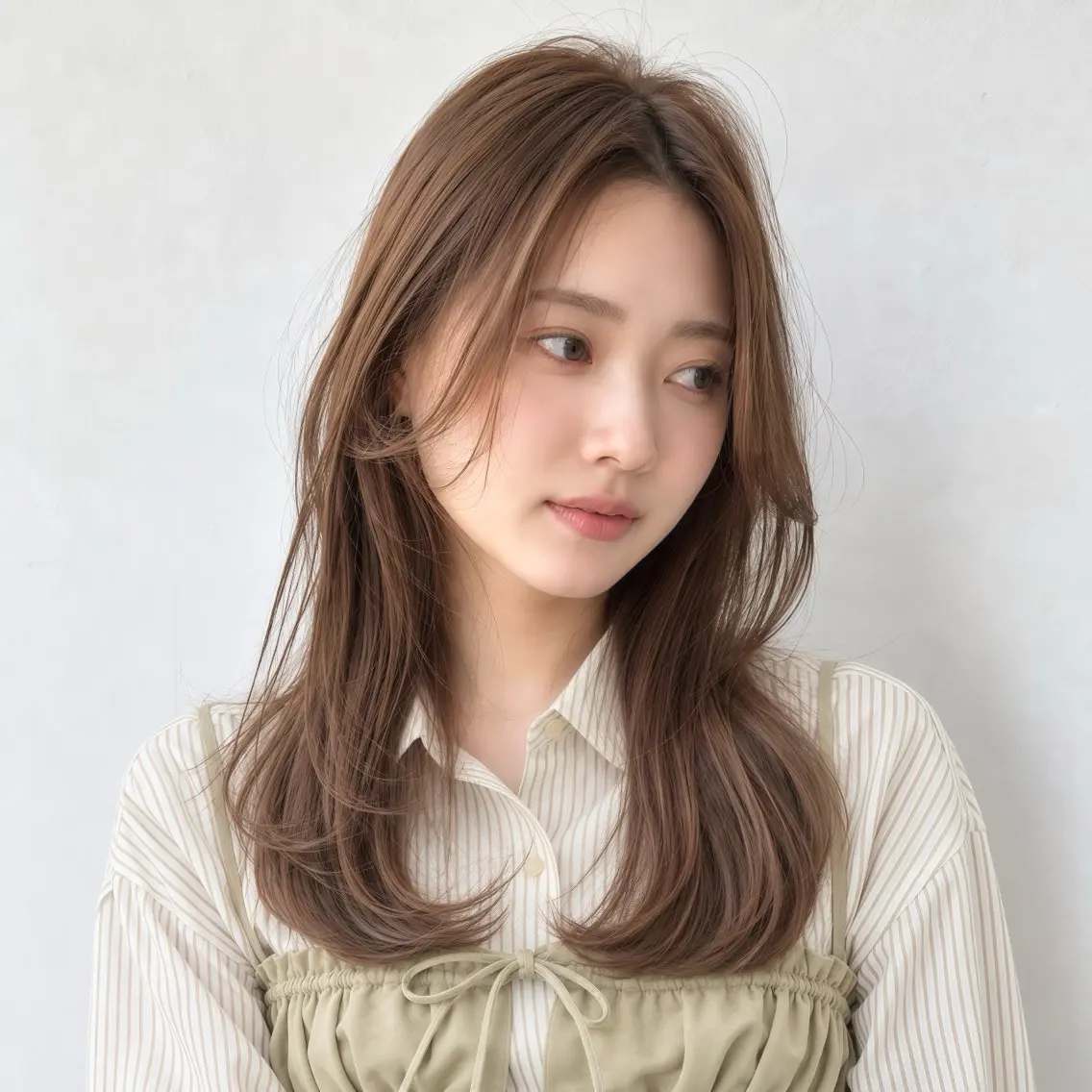 セミロング カラー ベージュカラー 透明感カラー セピアベージュ レイヤーカット カット ヘアカラー トリートメント 銀座/モテ🤍垢抜け レイヤー/ナナコのヘアスタイル