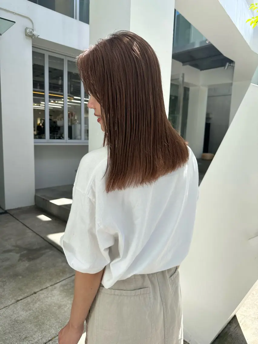 セミロング カラー ベージュカラー ブリーチ ブラウンカラー ショコラブラウン 透明感カラー ヘアカラー 🌙赤み消し/韓国/ 艶カラー/suwaのヘアスタイル