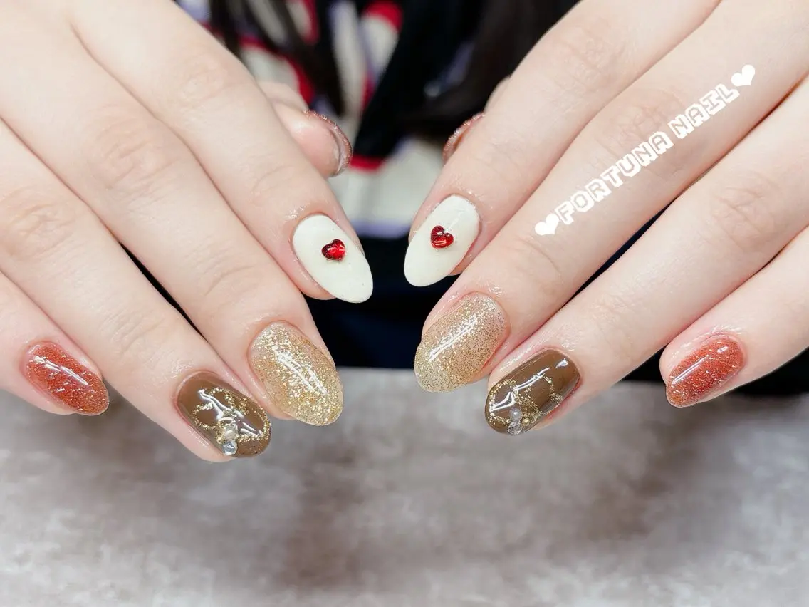 ネイル フラッシュネイル バレンタイン Nail •Head スパFortunaのネイルデザイン