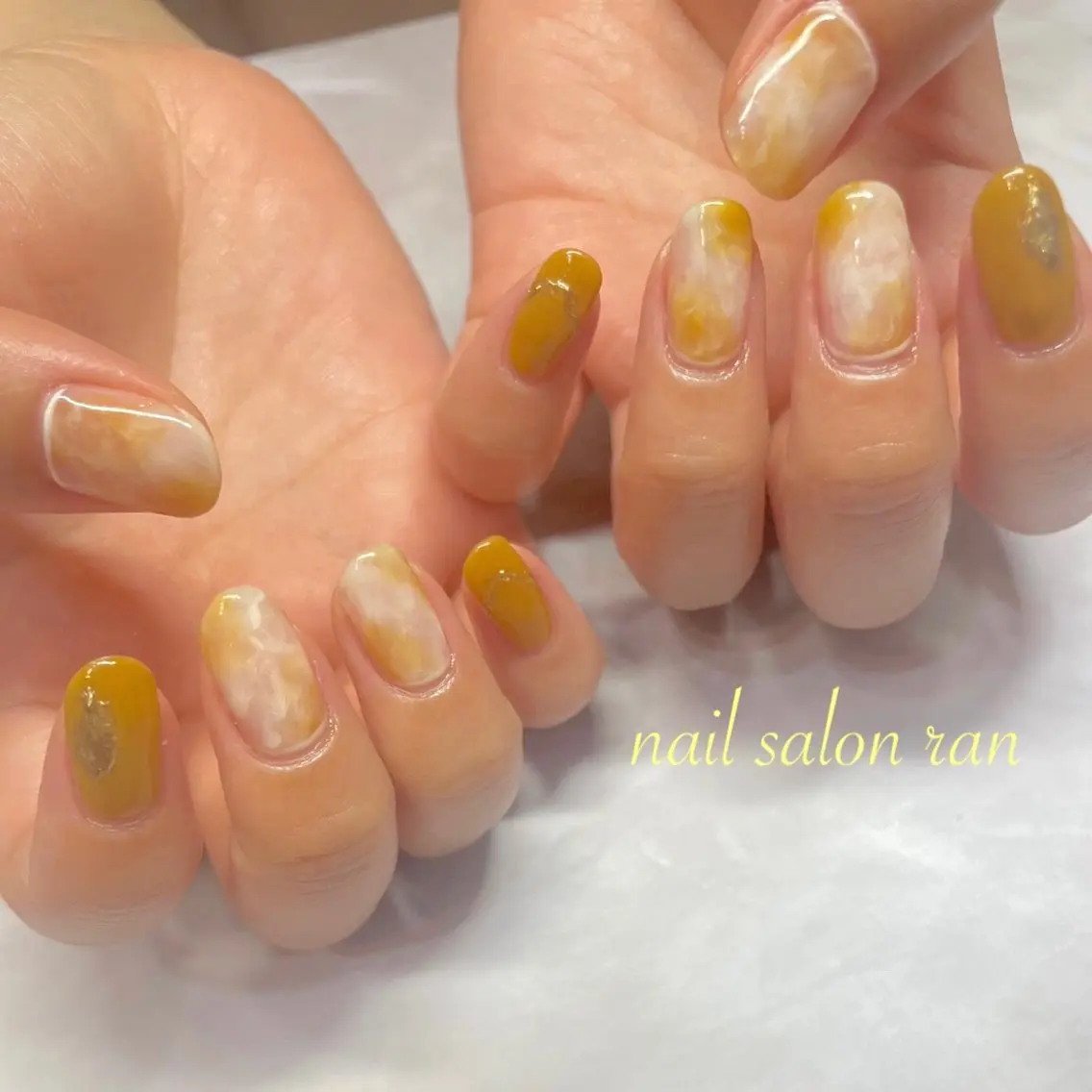 ネイル 大理石ネイル(マーブル) ミラーネイル ハンドネイル ハンドケア nailsalon ranのネイルデザイン