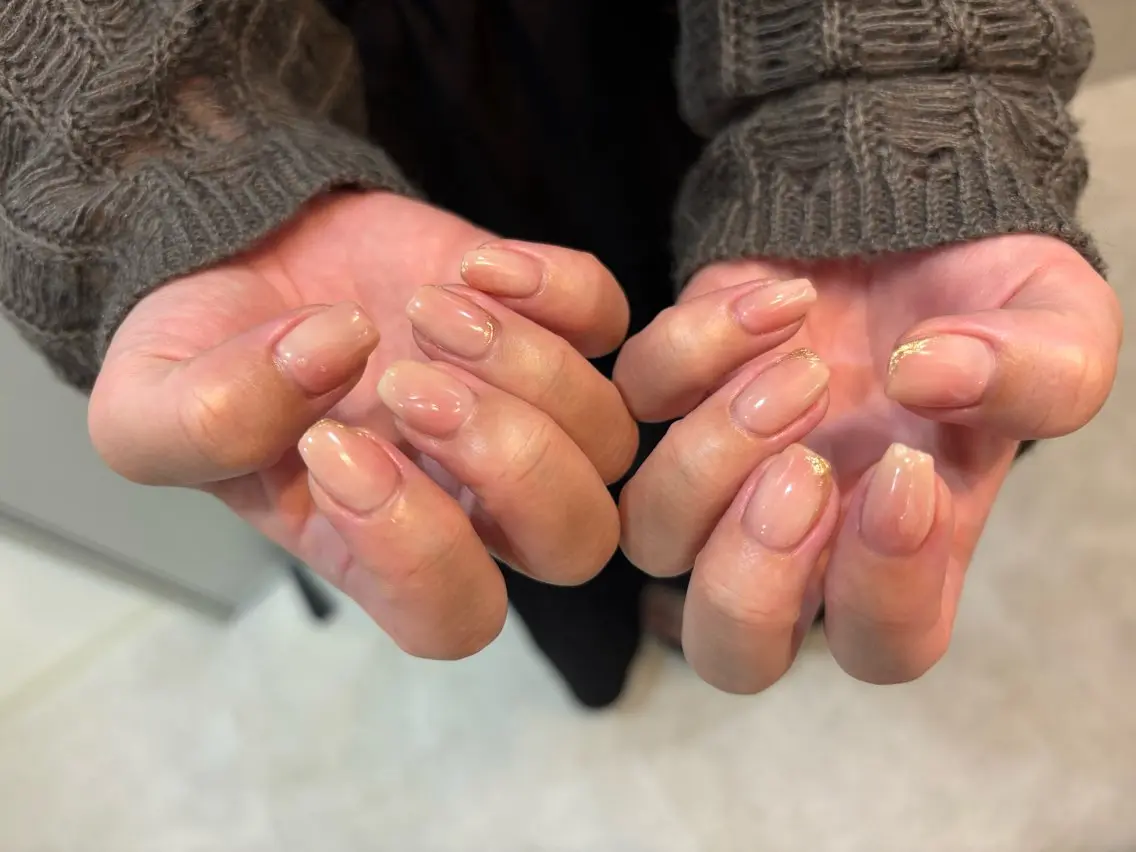 ネイル ハンドネイル Mai :矢場町 ニュアンス🌿アートのネイルデザイン
