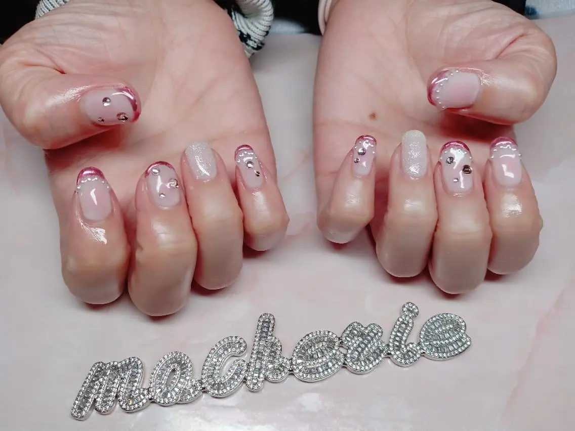 ネイル チークネイル ミラーネイル ピンク ハンドネイル Nail Salon macherieのネイルデザイン