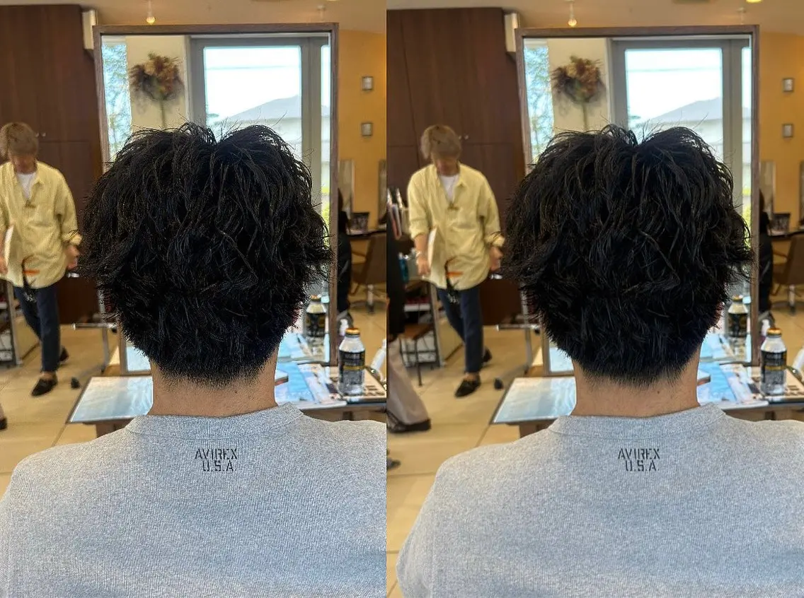 ショート パーマ メンズ メンズパーマ トリートメント 竹内帆希/縮毛矯正 /デザインカラーのヘアスタイル