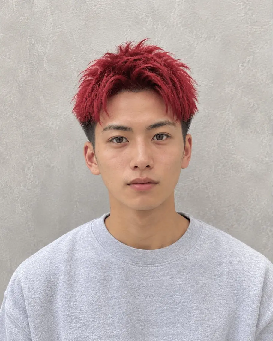 カラー メンズ フェードカット レッドカラー カット ヘアカラー トリートメント 【enil代表】 杉林和哉のヘアスタイル