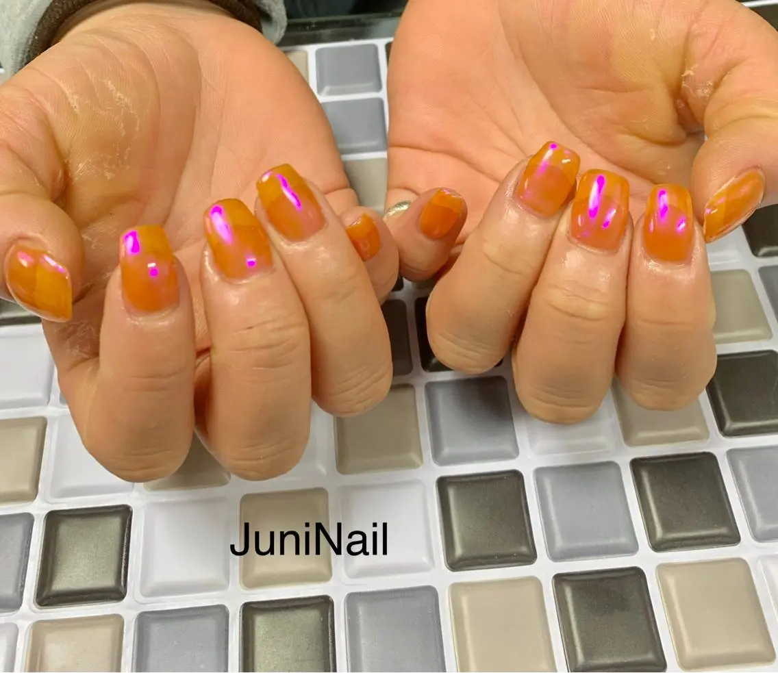 ネイル オーロラネイル クリアネイル 成人式 フラッシュネイル フレンチネイル ハンドネイル JuniNail 주니네일🇰🇷suのネイルデザイン