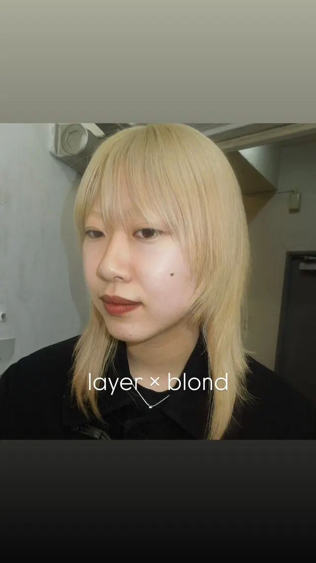 セミロング カラー セミロングパーマ ベージュカラー ブリーチ ブロンド ケアブリーチ ヘアカラー トリートメント タマキ/ パーマ/Wカラーのヘアスタイル