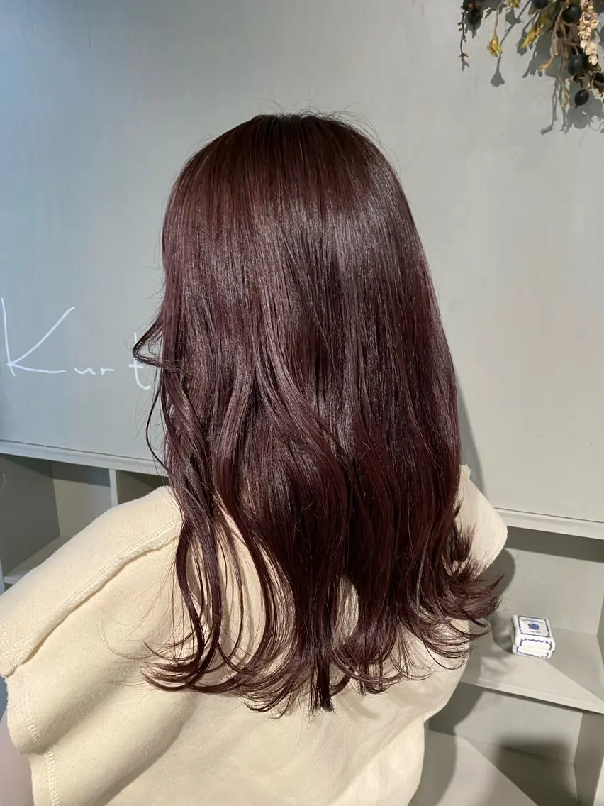 セミロング カラー ブリーチ ブラウンカラー ブリーチなしカラー レッドカラー レッドブラウン ヘアカラー トリートメント mei｜顔まわり ×透明感カラーのヘアスタイル