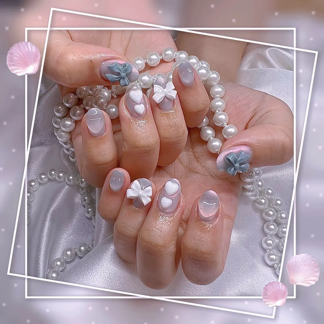 ネイル フレンチネイル グラデーション キラキラネイル 韓国ネイル マグネットネイル ハンドネイル Chill Nailsalonのネイルデザイン
