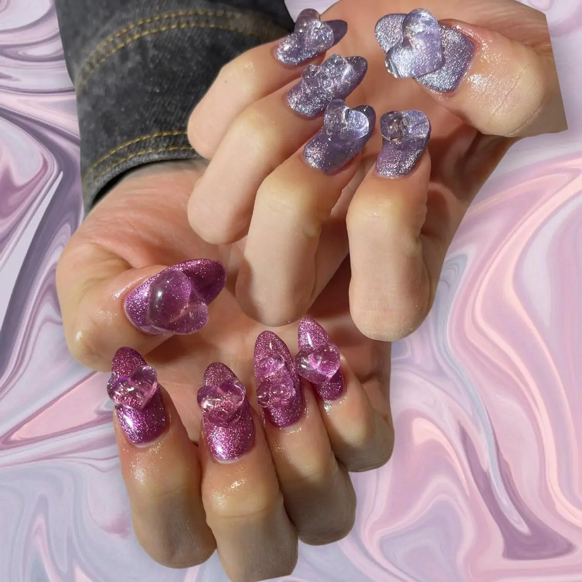 ネイル アートネイル フラッシュネイル マグネットネイル ニュアンスネイル nail salon hoLLyhockのネイルデザイン