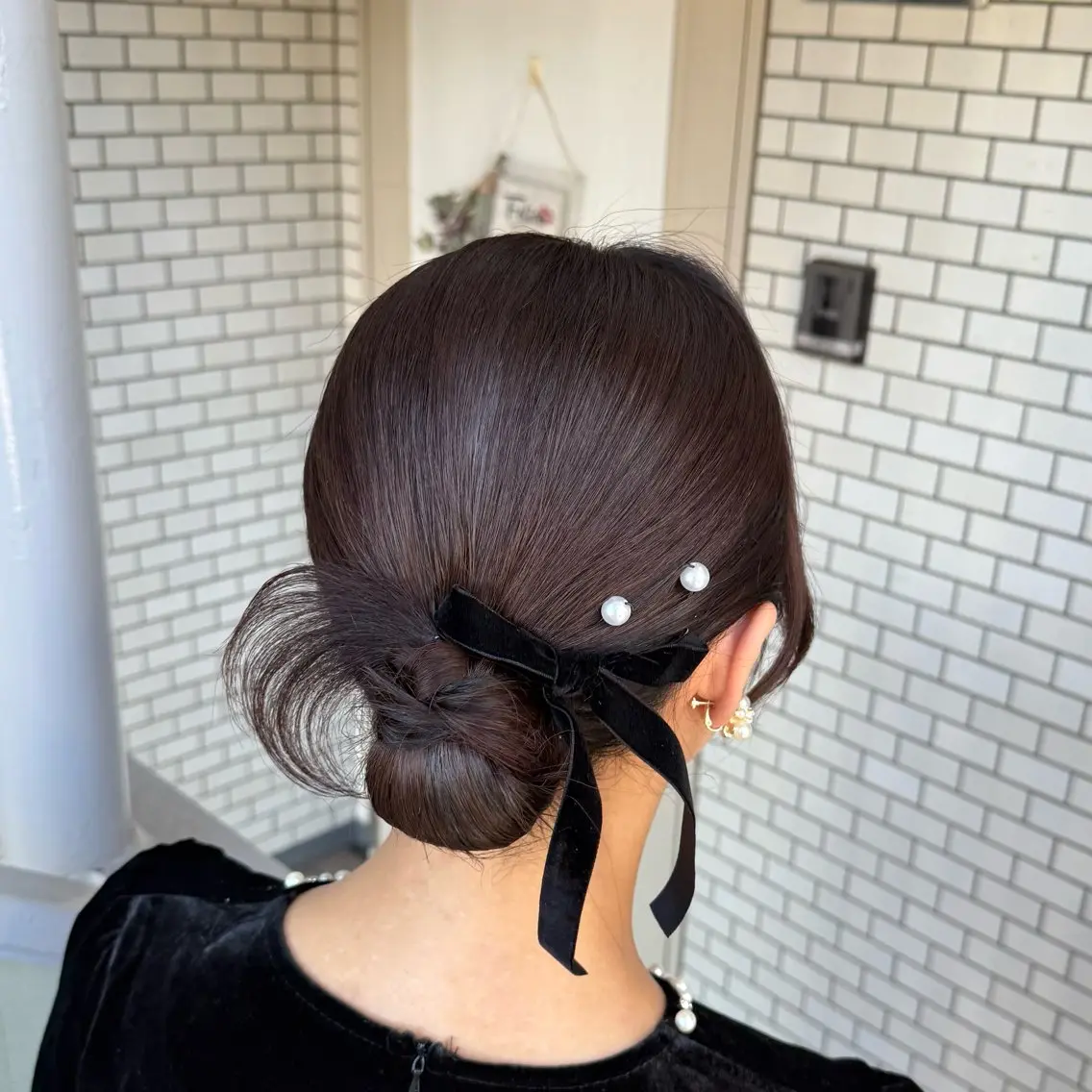 ミディアム ヘアアレンジ 成人式 ハーフアップ 結婚式・ブライダル 卒業式のヘアスタイル 褒められヘアメイク /‎ボブ女子🐶みおのヘアスタイル