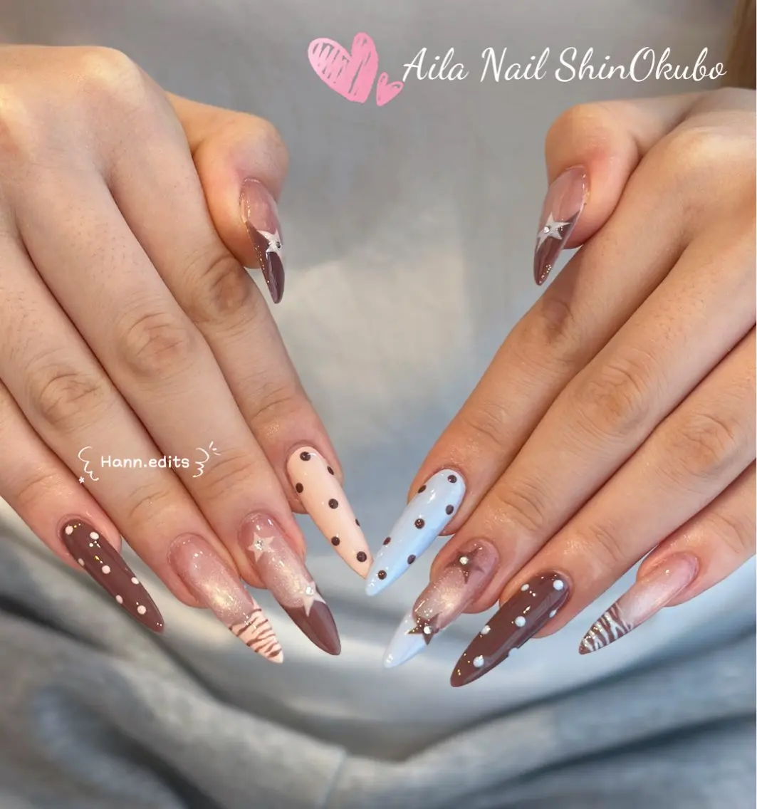 セミロング 韓国風ヘア ハンドネイル Aila Nail ShinOkuboのネイルデザイン
