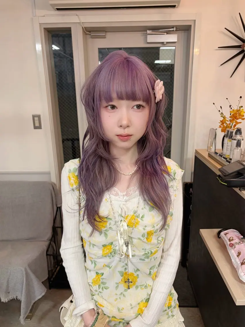 ロング カラー ダブルカラー ラベンダーカラー ピンクカラー ピンクラベンダー エクステ ヘアカラー girly/ヘア メイクMitsukiのヘアスタイル