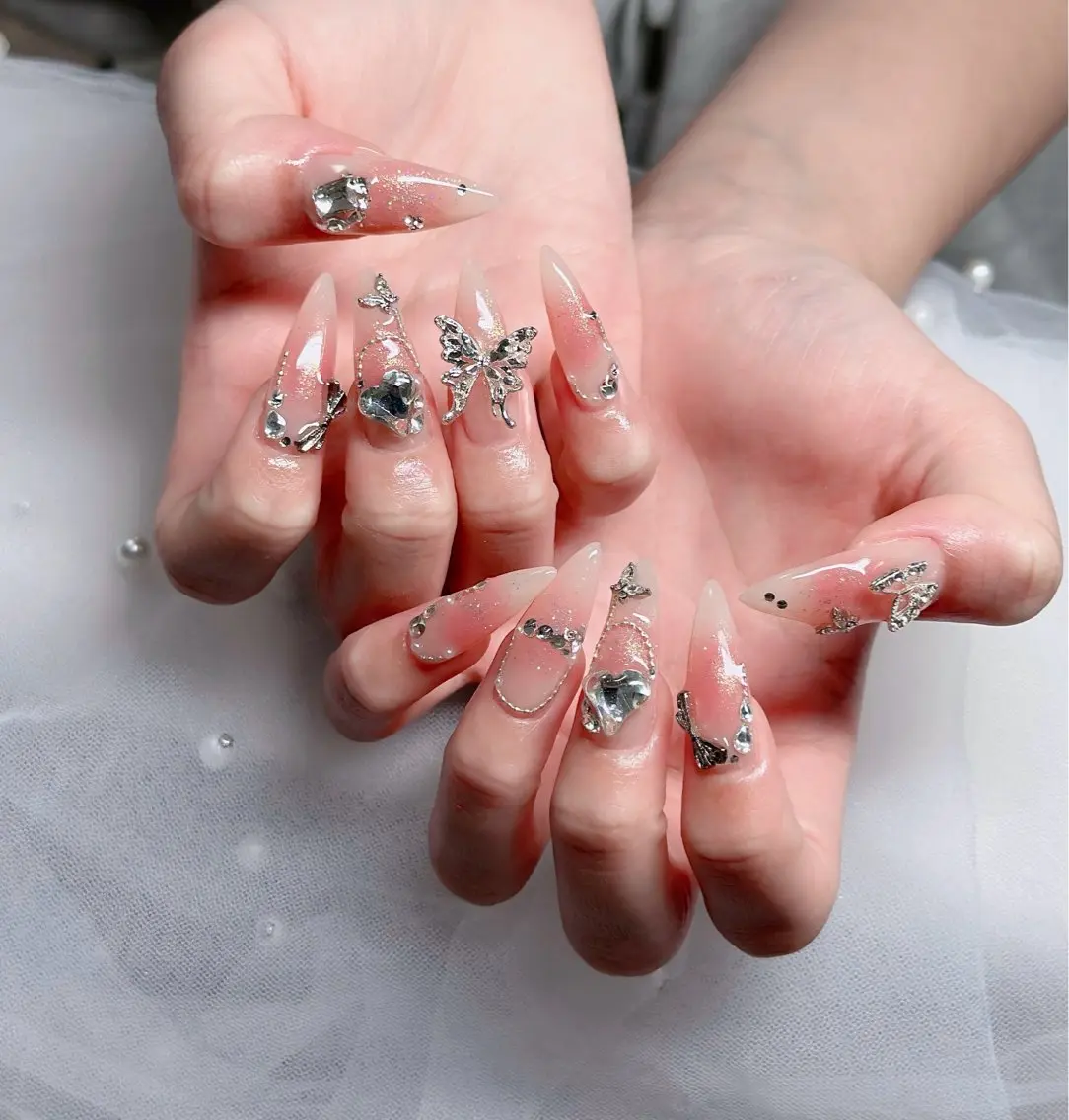 ネイル ハート キラキラネイル リボン ハンドネイル キノコ H.babynailのネイルデザイン