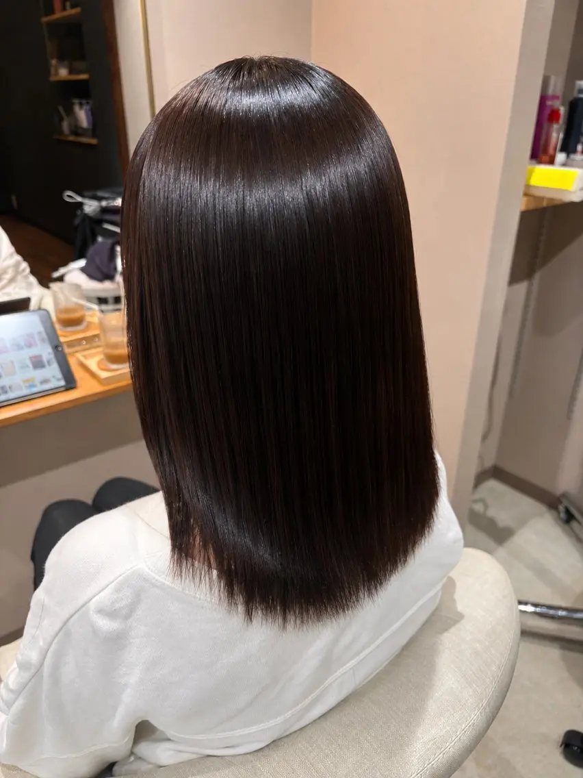 ミディアム 縮毛矯正 鏡原 実和のヘアスタイル