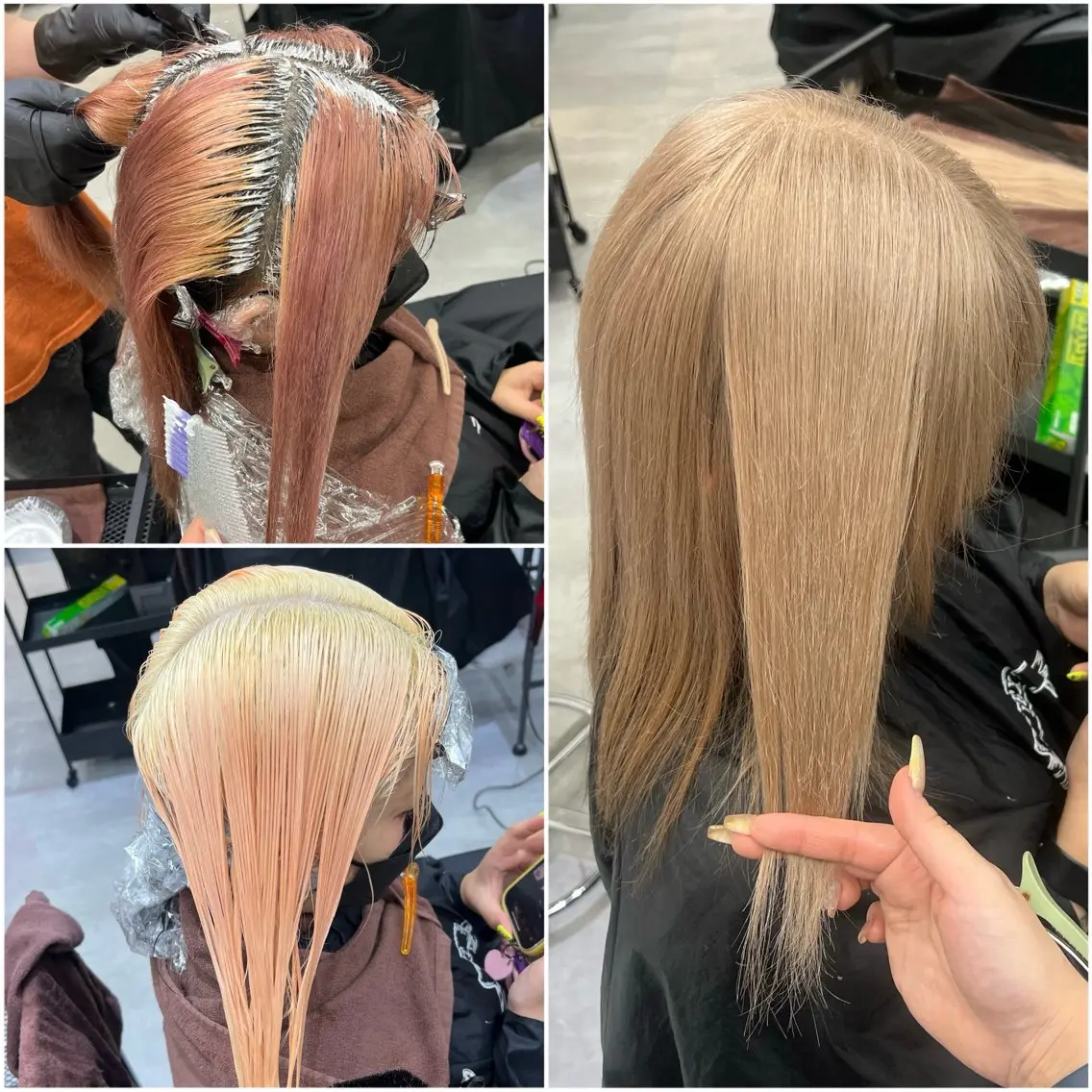 ロング カラー シールエクステ ベージュカラー ブリーチ 透明感カラー デザインカラー ショート/ウルフ カットモデル募集のヘアスタイル