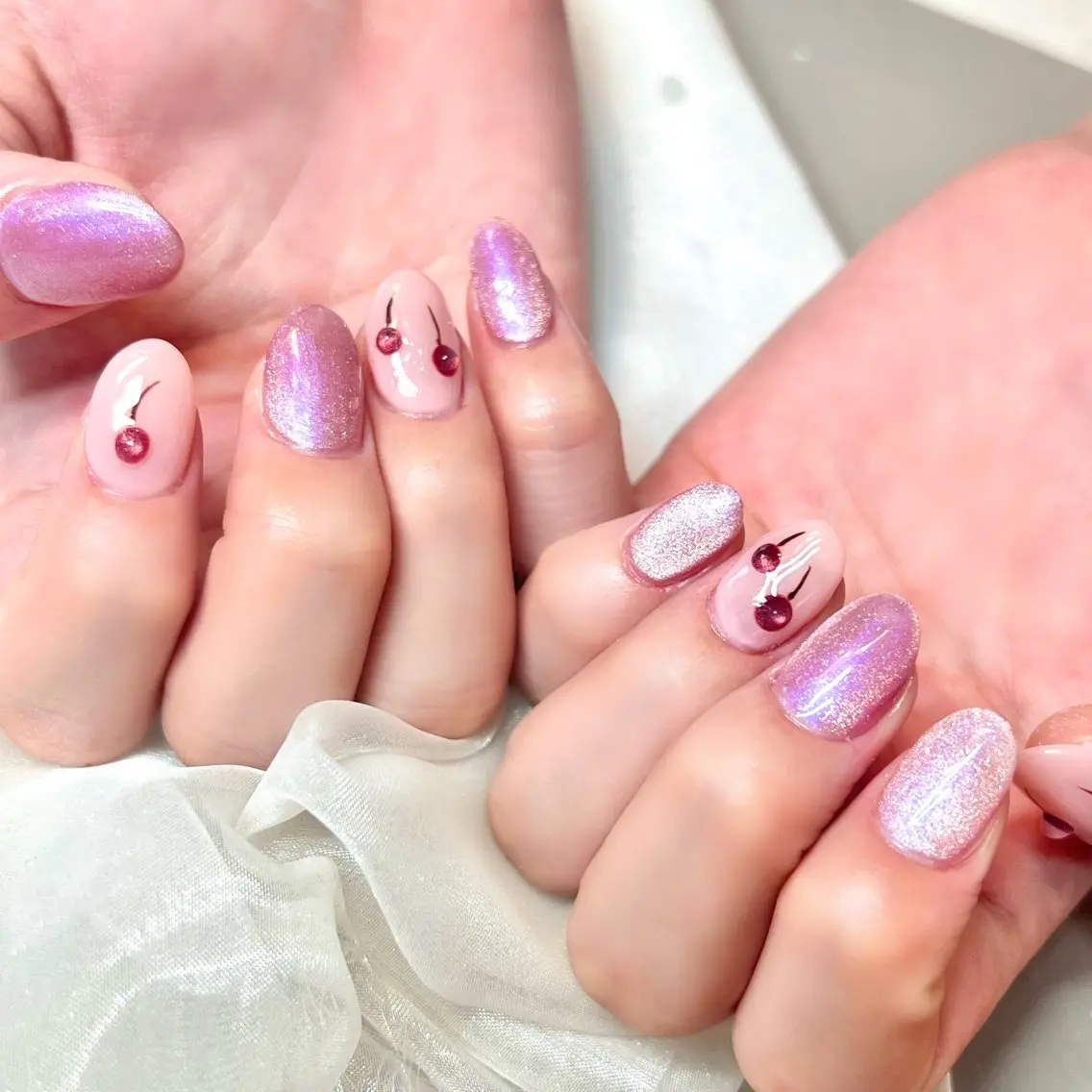 ネイル アートネイル オーロラネイル ジェルネイル 韓国ネイル ロングネイル clover nailのネイルデザイン