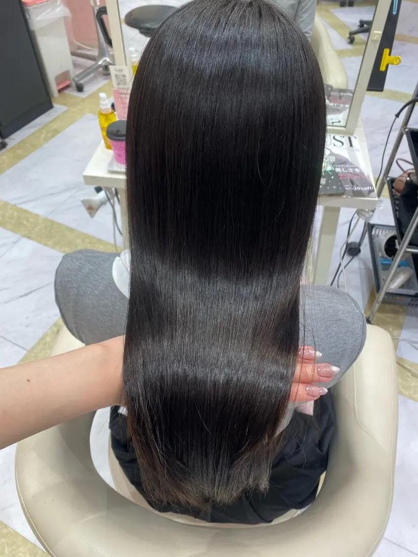 セミロング 酸性ストレート カット 縮毛矯正 トリートメント 縮毛矯正/ 透明カラー/hanaのヘアスタイル