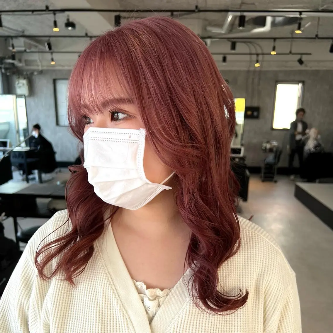 ロング カラー ヘアアレンジ ピンクカラー TIDEHAIR SHIHOのヘアスタイル