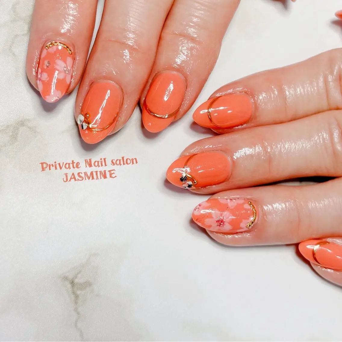ネイル フラワーネイル ピンク Nail salon JASMINEのネイルデザイン