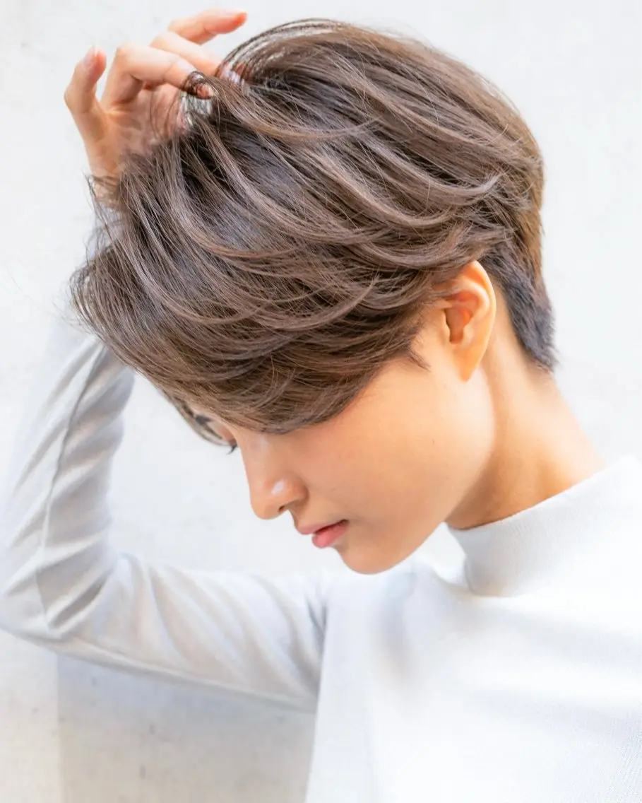 ショート カラー パーマ ハンサムショート ショートヘア カット パーマ トリートメント Lond re Maison.原宿のヘアスタイル