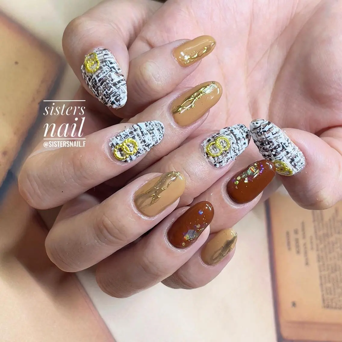 ネイル アートネイル 入学式 卒業式 ニュアンスネイル ツイードネイル sisters nail.fのネイルデザイン