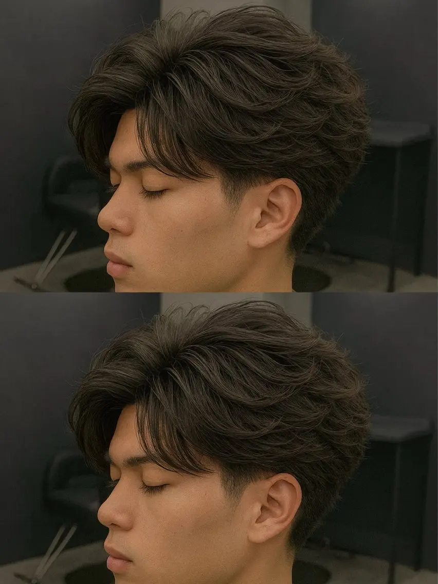 ミディアム パーマ ヘアアレンジ メンズ ミディアムパーマ メンズパーマ メンズツイストパーマ 波巻きパーマ ツイストパーマ カット パーマ トリートメント ヘッドスパ ヘアセット 🔥ニュアンス フェザー小林海斗🔥のヘアスタイル