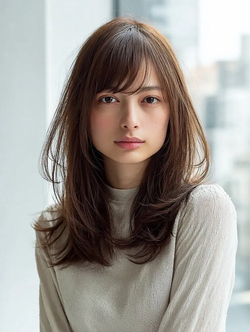 ロング 縮毛矯正 絶対綺麗な暖色カラー 🎯あります✨増渕✨のヘアスタイル