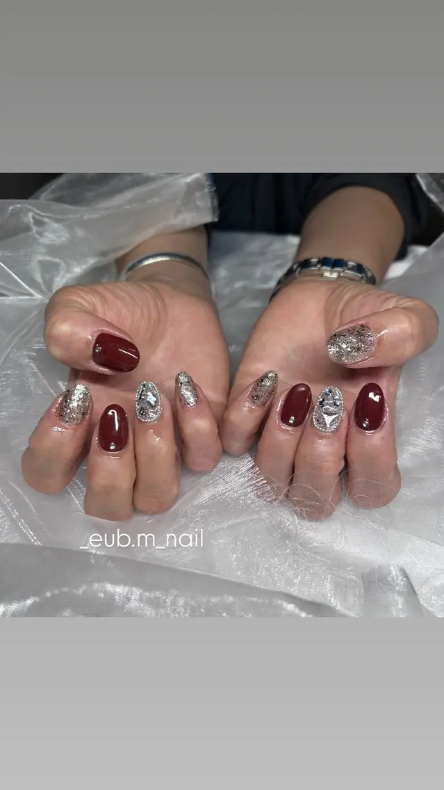 ネイル ボルドー ハンドネイル 深夜ネイルサロン eub.m_nailのネイルデザイン