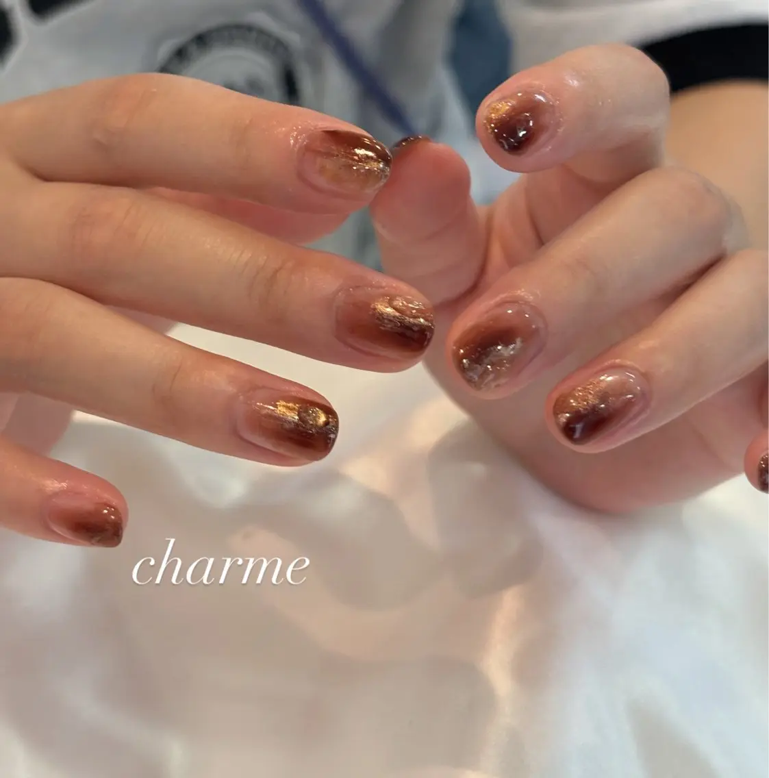 ネイル ブラウン ハンドネイル charme nailのネイルデザイン