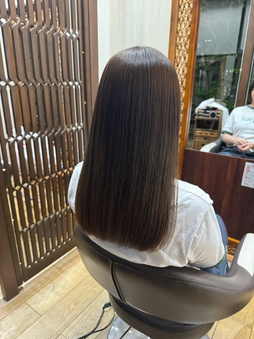 セミロング 縮毛矯正 長谷川 朋樹のヘアスタイル