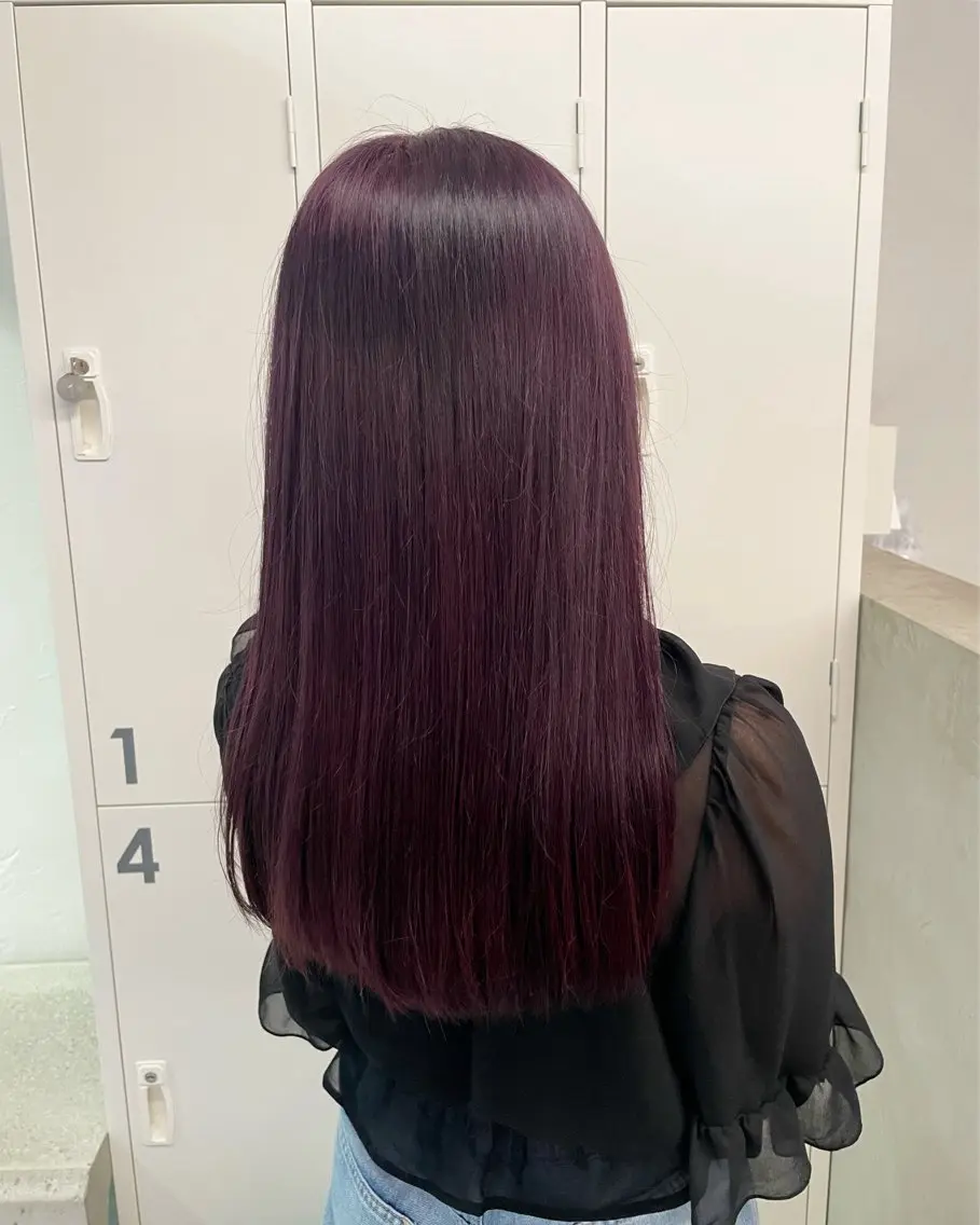 ミディアム カラー ブリーチ ピンクカラー ピンクパープル パープルカラー カネコ ノノカ／髪質改善のヘアスタイル