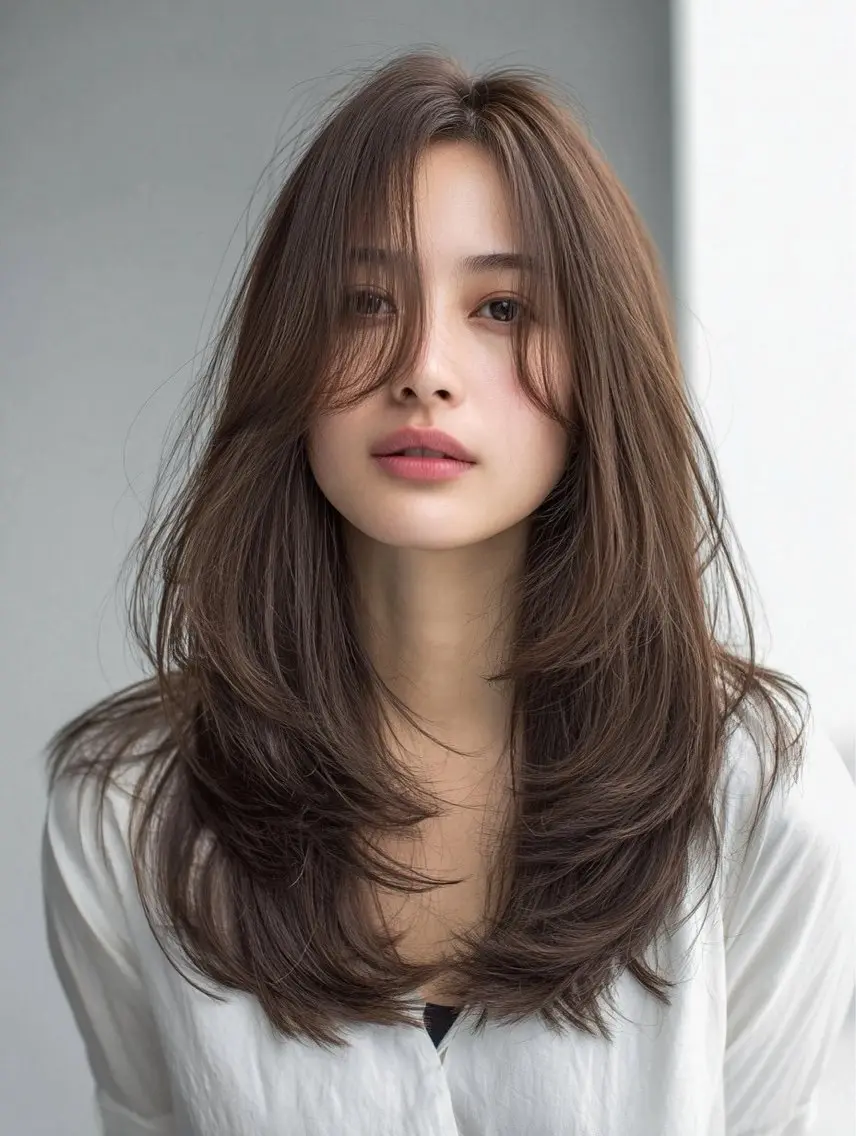 ロング 縮毛矯正 絶対綺麗な暖色カラー 🎯あります✨増渕✨のヘアスタイル