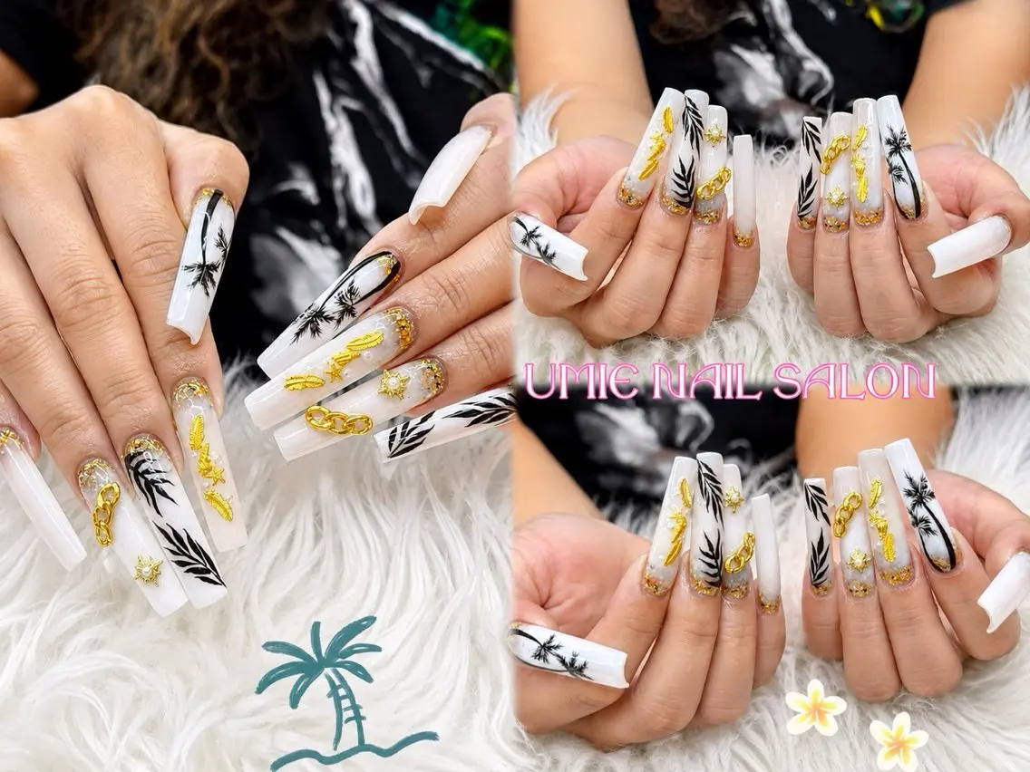 ネイル フットネイル フレンチネイル ジェルネイル ガラスフレンチ マグネットネイル UMIE NAIL SALONのネイルデザイン