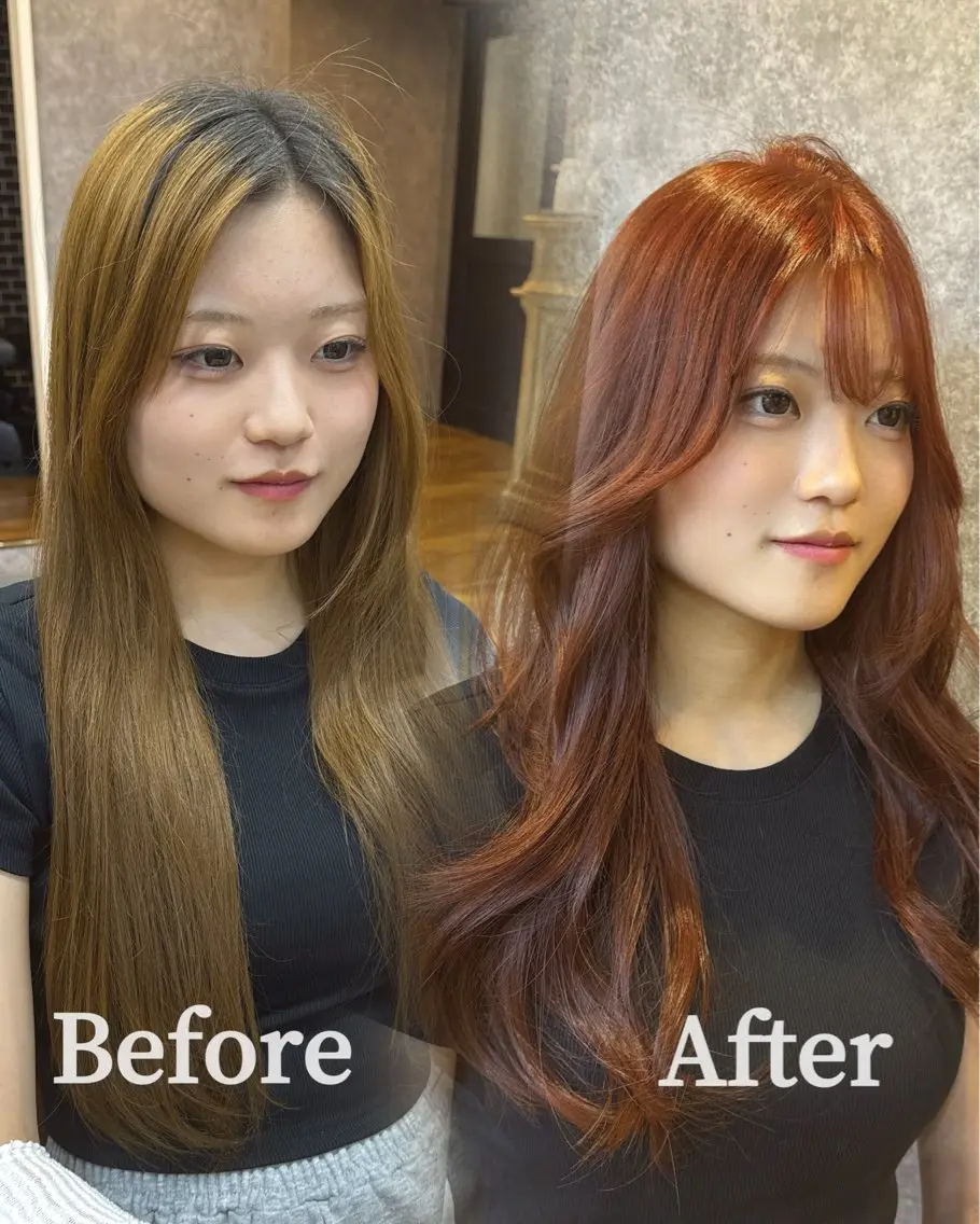 ロング カラー ダブルカラー レッドカラー レイヤーカット カット ヘアカラー トリートメント ヘアセット cocoa船橋🦄 chinamiのヘアスタイル