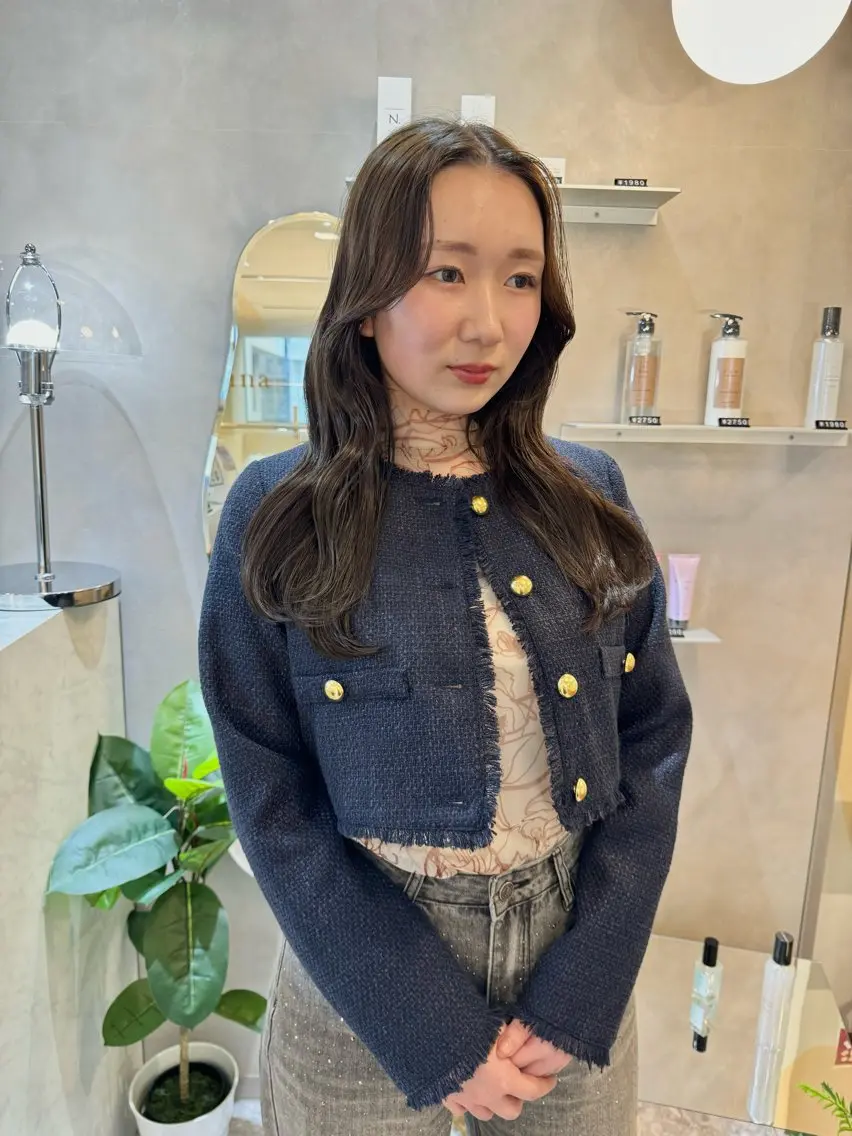 ロング カラー グレージュ オリーブグレージュ オリーブグレー 韓国ヘア🇰🇷/ 顔周り/松田光里のヘアスタイル