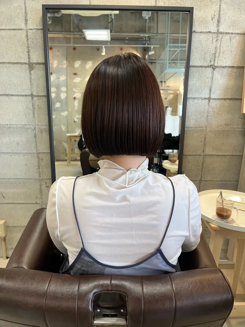 ショート ボブ カット 縮毛矯正 トリートメント 狩野 くるみのヘアスタイル