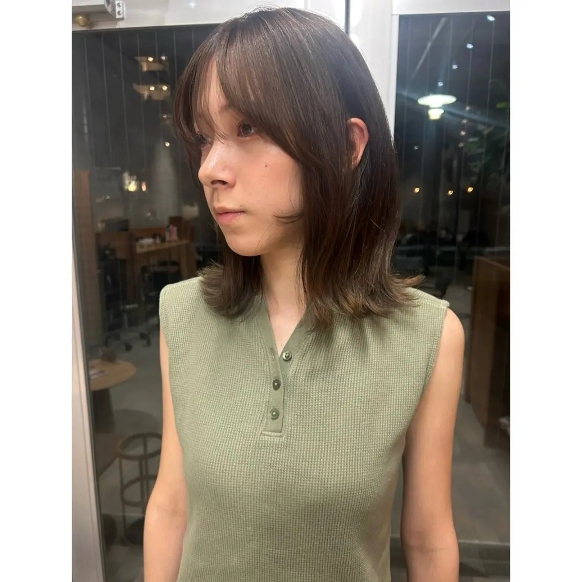 ミディアム カラー ヘアカラー カエデ🦔 カットモデルのヘアスタイル