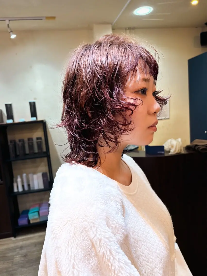 【抜け感・外ハネ】カット＋ウルフパーマ＋COREME🫧（内部補修４STEPトリートメント）　¥7000の写真