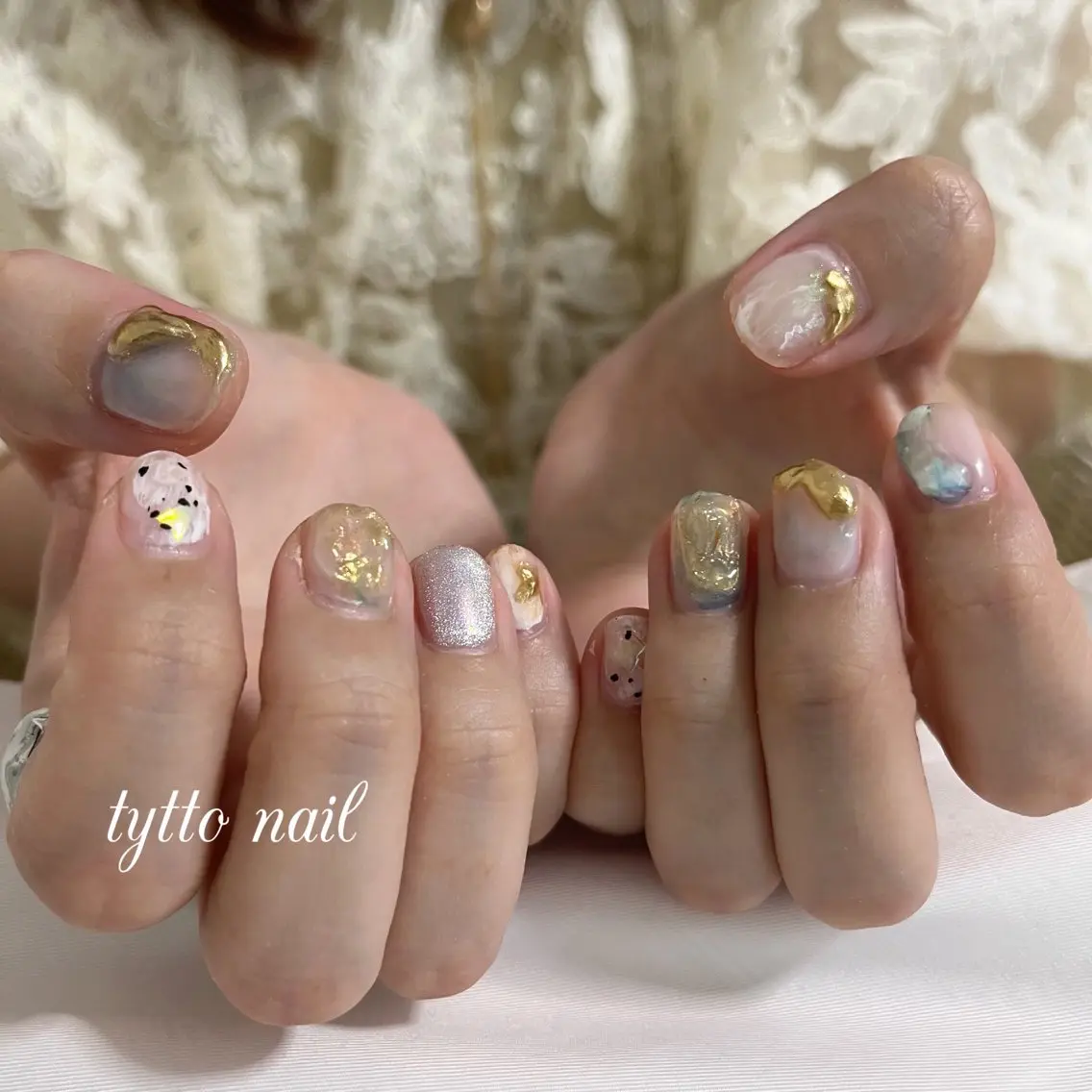 ネイル オーロラネイル マグネットネイル ミラーネイル ニュアンスネイル ショートネイル ハンドネイル tytto nail ❤︎‪‪eri‪‪のネイルデザイン