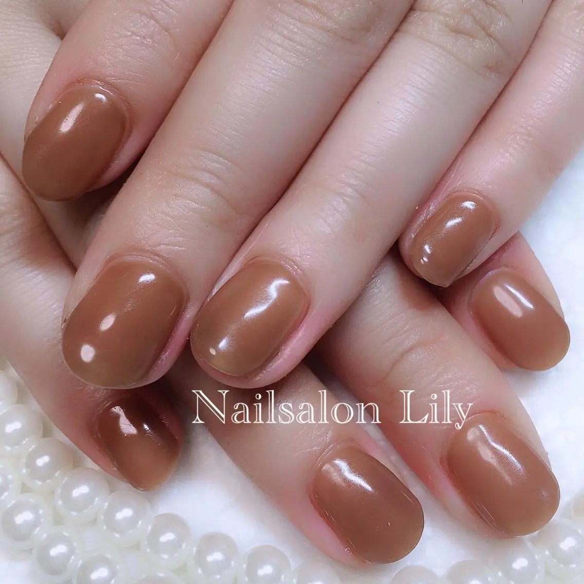 ネイル ブラウン クリアネイル Lily*nail 🌻Mii🌻のネイルデザイン